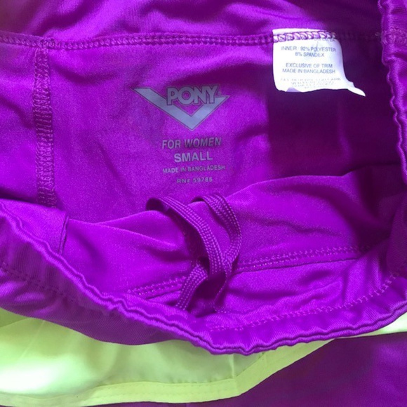 Women’s PONY 2n1 Athletic Workout Skirt Purple Green Shorts Skort Sz S Small NEW - Picture 5 of 7